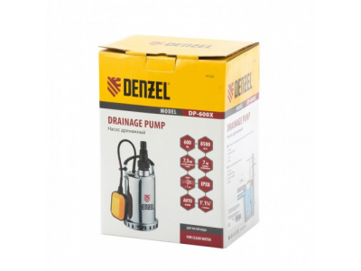 Дренажный насос DP600X, 600 Вт, подъем 7,5 м, 8500 л/ч Denzel